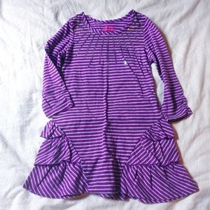 CLOSET CLEAR OUT Circo Purple White Striped Long Sleeve Dress Ruffles Sequins